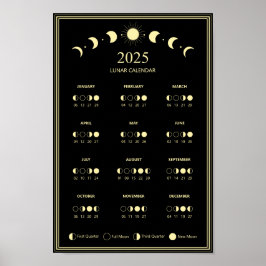 2025 Maanfase Maancyclus Minimalistische Kalender Poster