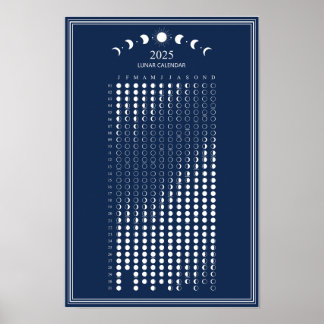 2025 Maanfase Maancyclus Minimalistische Kalender Poster