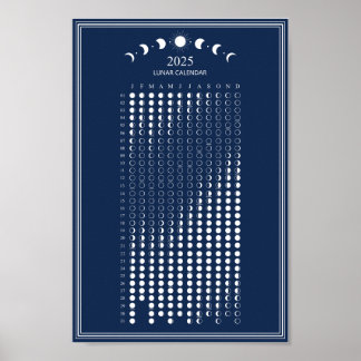 2025 Maanfase Maancyclus Minimalistische Kalender  Poster