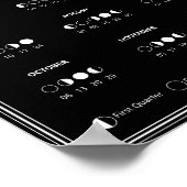 2025 Maanfase Maancyclus Minimalistische Kalender Poster (Hoek)