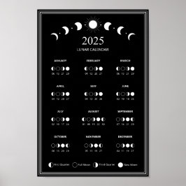 2025 Maanfase Maancyclus Minimalistische kalender Poster
