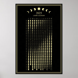 2025 Maanfase Maancyclus Minimalistische Kalender Poster