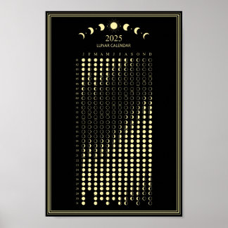 2025 Maanfase Maancyclus Minimalistische Kalender  Poster
