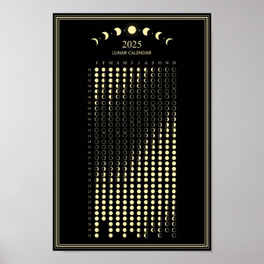 2025 Maanfase Maancyclus Minimalistische Kalender  Poster (Voorkant)