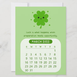 2025 Maart Maandelijkse Cute Motiverende Kalender Kaart