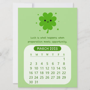 2025 Maart Maandelijkse Cute Motiverende Kalender Kaart