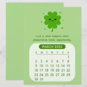 2025 Maart Schattigee Motivatie Kalender Kaart (Voorkant / Achterkant)