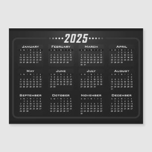 2025 Magnet Calendar Stylish Black White