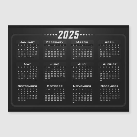 2025 Magnet Kalender Stijlvol Zwart Wit  (Voorkant)