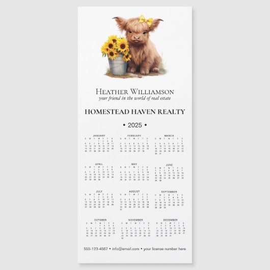 2025 Magnetic Highland Koe Bedrijfskalender (Voorkant)