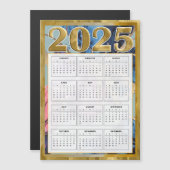 2025 Magnetische Kalender voor Koelkast Gold Pink  Magnetische Uitnodiging (Voorkant / Achterkant)