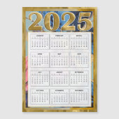 2025 Magnetische Kalender voor Koelkast Gold Pink  Magnetische Uitnodiging (Voorkant)