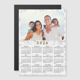 2025 Magnetische Kalender Wit Marmer Uw Foto