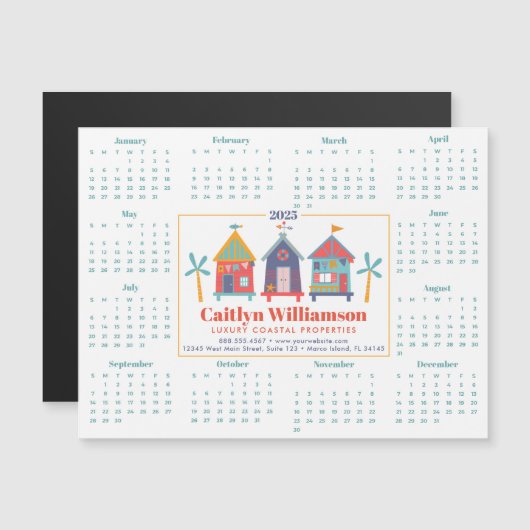 2025 Makelaar Calendar Beach House Magnet (Voorkant / Achterkant)