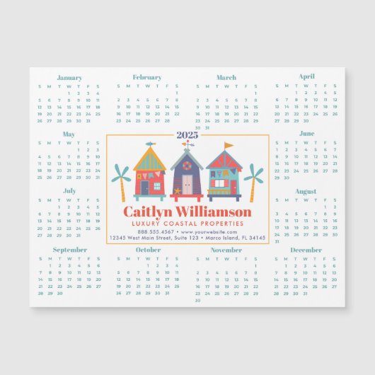 2025 Makelaar Calendar Beach House Magnet (Voorkant)