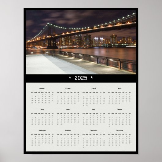 2025 Manhattan Bridge Wall Calendar Poster (Voorkant)