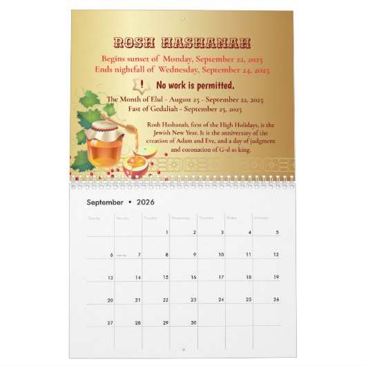 2025 met Joodse feestdag - Van Poerim naar Chanoek Kalender (Sep 2026)