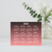 2025 Mini-kalender Faded Red Neon van Janz Postcar Briefkaart (Staand voorkant)