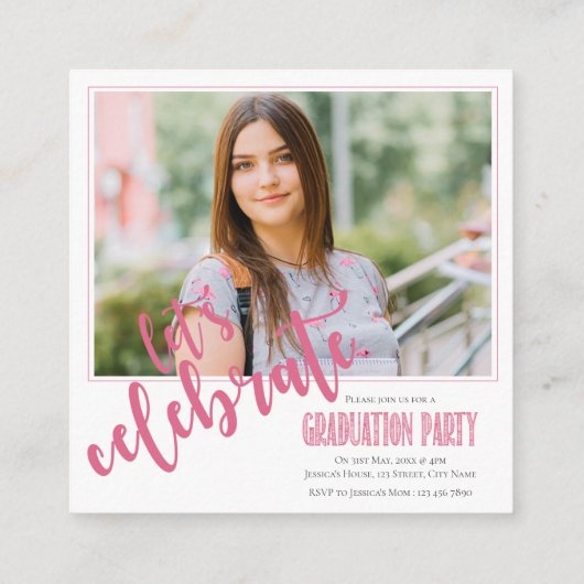 2025 Mini Photo Senior Afstuderen Invitation Informatiekaartje (Achterkant)