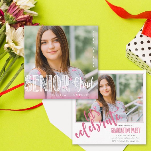 2025 Mini Photo Senior Afstuderen Invitation Informatiekaartje