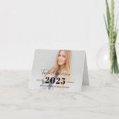 2025 Minimalistisch Zwart Custom Photo Afstuderen Bedankkaart (Voorkant)