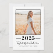 2025 Minimalistische Roze Zwarte Foto Afstudeerfee Kaart (Voorkant)