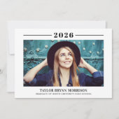 2025 Minimalistische zwart-wit foto Afstuderen Kaart (Voorkant)