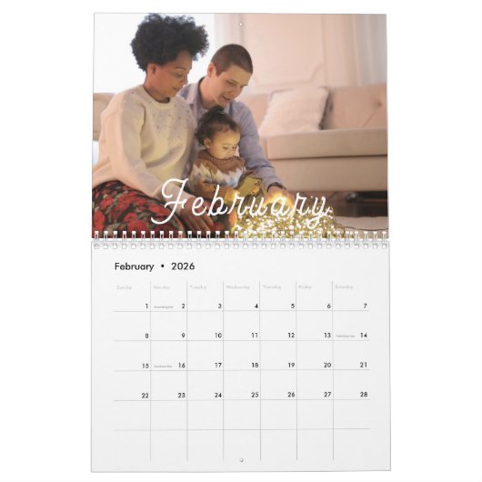 2025 Modern Creëer Uw eigen aangepaste familiefoto Kalender (Feb 2026)