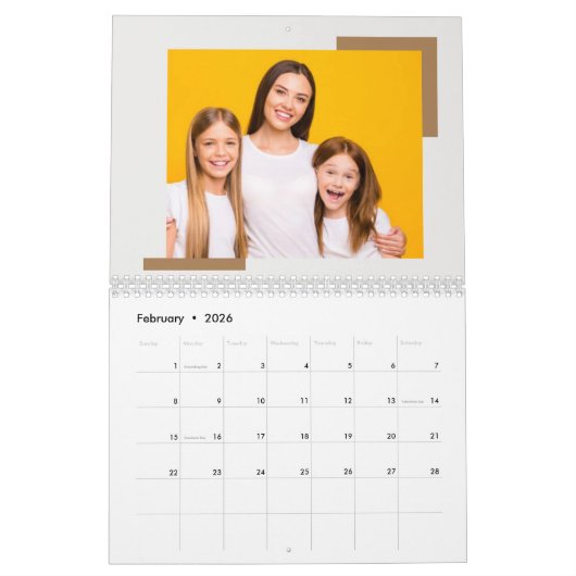 2025 Modern Creëer Uw eigen aangepaste familiefoto Kalender (Feb 2026)