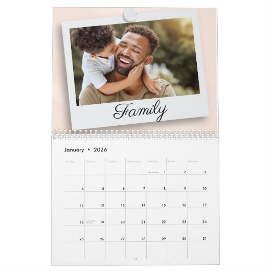 2025 Modern Creëer Uw eigen aangepaste familiefoto Kalender (Jan 2026)