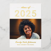 2025 Modern Elegant Gouden Foto Afstuderen Folie Uitnodiging (Voorkant)
