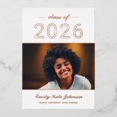 2025 Modern Elegant Roos Goud Foto Afstuderen Folie Uitnodiging (Voorkant)