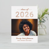 2025 Modern Elegant Roos Goud Foto Afstuderen Folie Uitnodiging (Staand Voorkant)