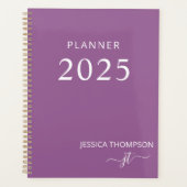 2025 Modern Girly Dusty Paarse Monogram Naam Planner (Voorkant)
