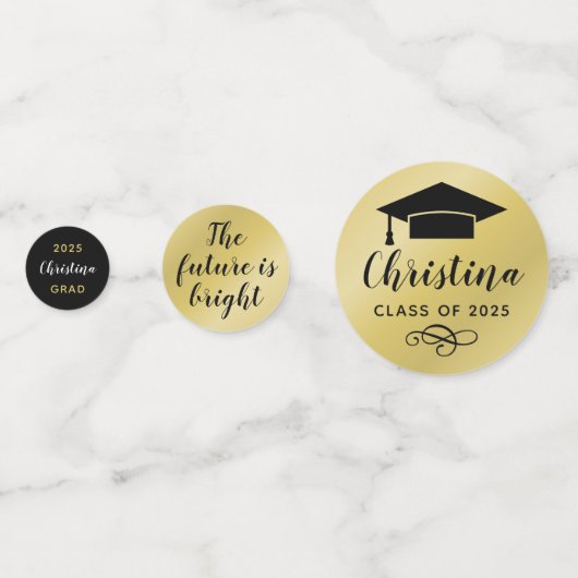 2025 Modern Goud Custom Photo Graduation Party Confetti (Achterkanten)