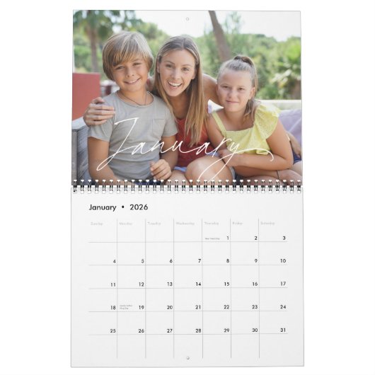 2025 Modern handschrift Script Familiefoto Kalender (Jan 2026)
