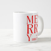 2025 Modern Merry and Bright Red Pink Christmas Grote Koffiekop (Voorkant rechts)