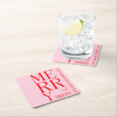 2025 Modern Merry and Bright Red Pink Christmas Kartonnen Onderzetters (Insitu)