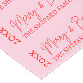 2025 Modern Merry and Bright Red Pink Christmas Lange Tafelloper (Hoek)