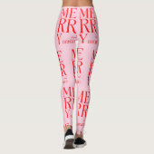 2025 Modern Merry and Bright Red Pink Christmas Leggings (Achterkant)