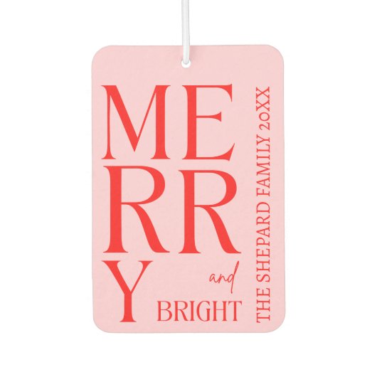 2025 Modern Merry and Bright Red Pink Christmas Luchtverfrisser (Voorkant)