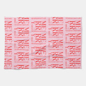 2025 Modern Merry and Bright Red Pink Christmas Theedoek (Horizontaal)