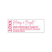 2025 Modern Merry and Bright Red Pink Christmas Zelfinktende Stempel (Design)