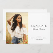 2025 Modern Script Eenvoudig 1-foto afstudeerfeest Kaart (Voorkant / Achterkant)