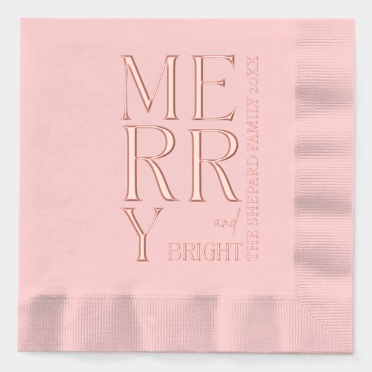 2025 Modern Script Vrolijk en helder kerstfeest Folie Servetten (Voorkant)