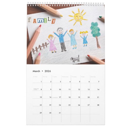 2025 Moderne aangepaste foto Creëer Uw eigen famil Kalender (Mar 2026)
