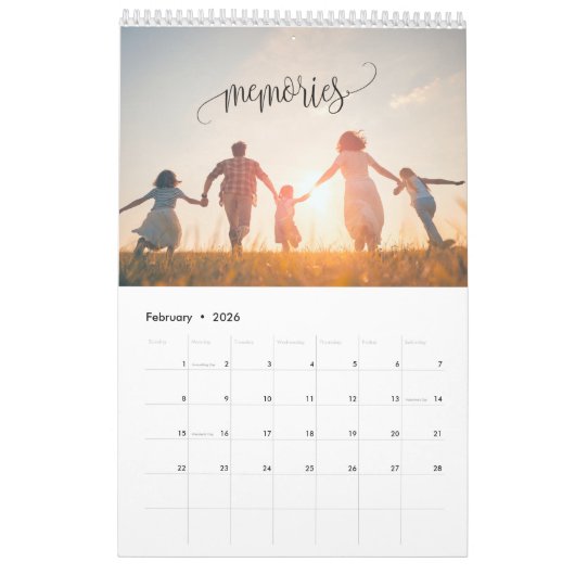 2025 Moderne aangepaste foto Creëer Uw eigen famil Kalender (Feb 2026)