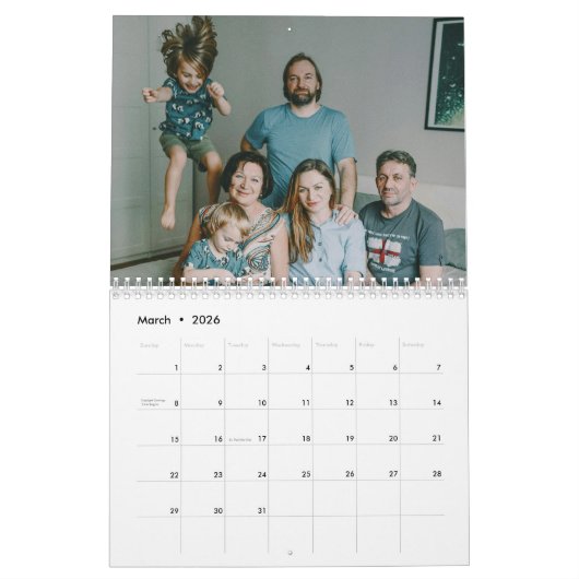 2025 Moderne aangepaste foto Creëer uw eigen famil Kalender (Mar 2026)