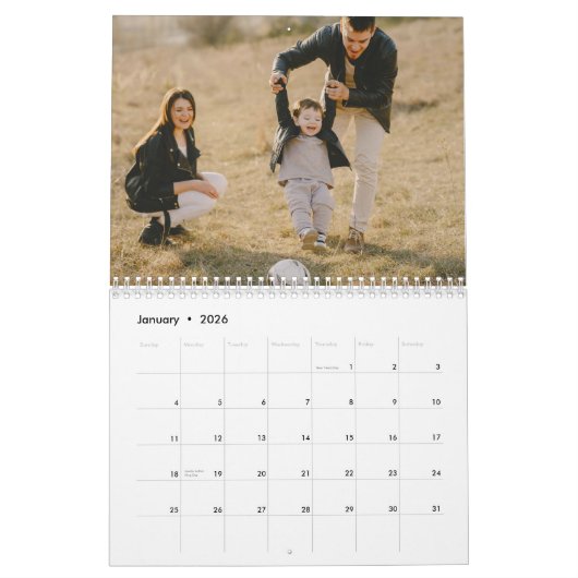 2025 Moderne aangepaste foto Creëer uw eigen famil Kalender (Jan 2026)