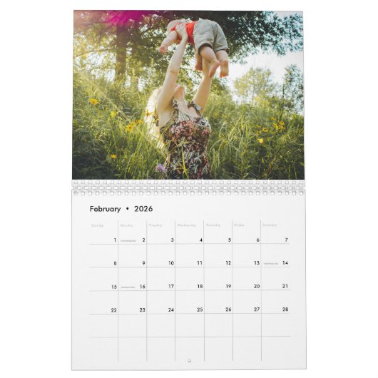 2025 Moderne aangepaste foto Creëer uw eigen famil Kalender (Feb 2026)